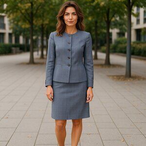 SAG Harbor SUIT Vintage Ladies 8 Blazer & Matching Skirt Preppy Gray Office PROF